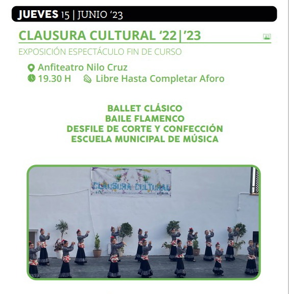 El programa cultural de junio en Salobreña marcada por la clausura de los talleres