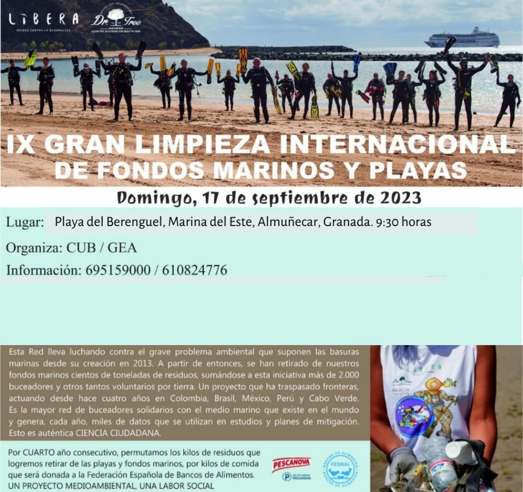 La IX Limpieza Internacional de Fondos Marinos y Playas vuelve a Marina del Este el 17 de septiembre en la playa del Berenguel
