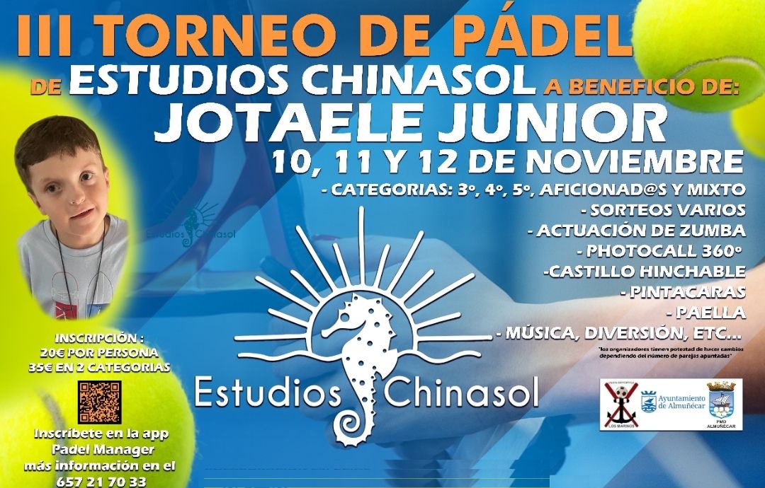 Un Torneo Benfico de Pdel apoyar al joven Jotaele Junior del 10 al 12 de noviembre en Almucar