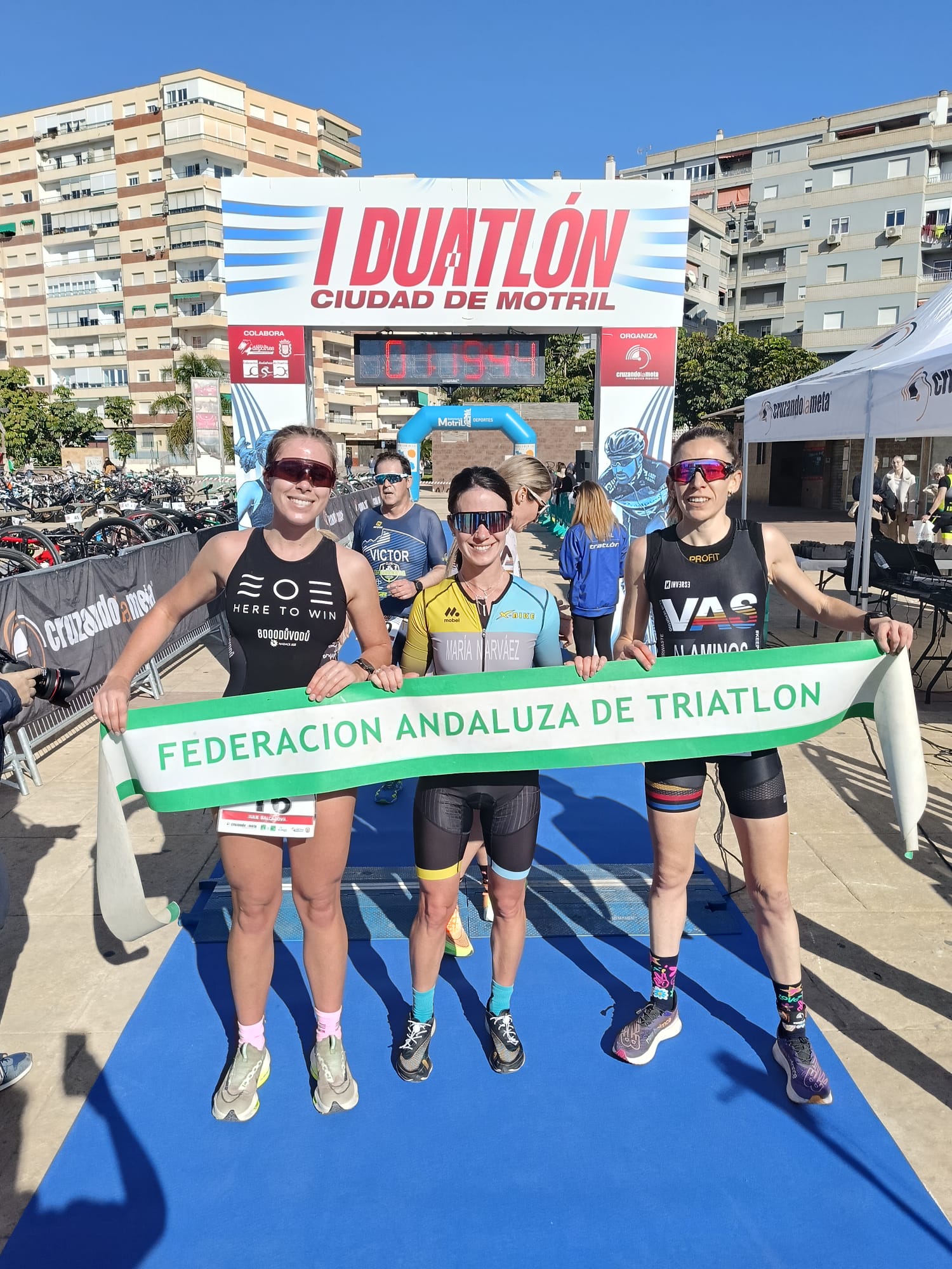 Ignacio Morón y Julie y María Narváez, vencedores del I Duatlón Ciudad de Motril