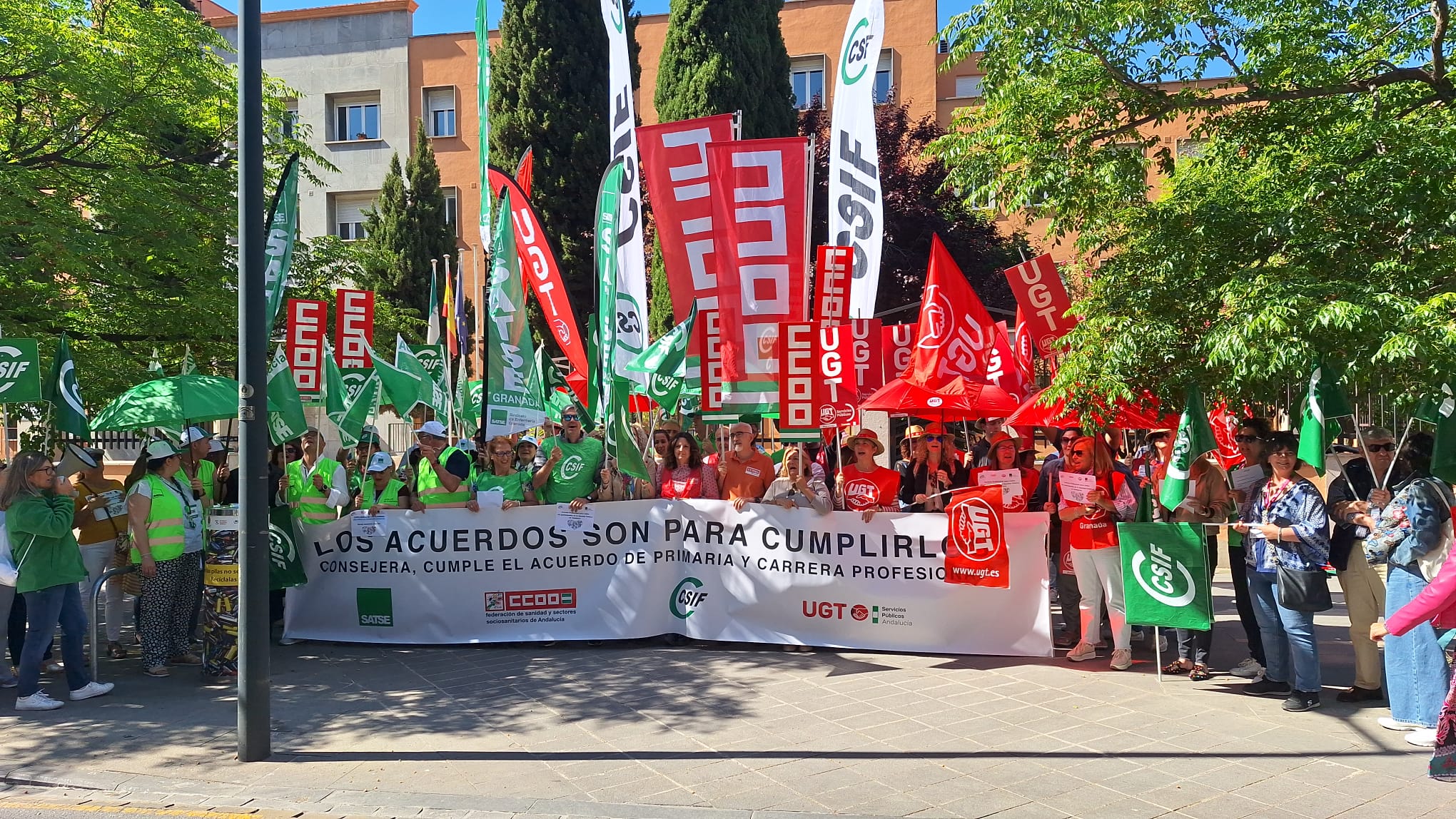 Nueva movilización de SATSE, CSIF, CC.OO. y UGT en Granada para que el SAS cumpla los acuerdos de Atención Primaria y Carrera Profesional