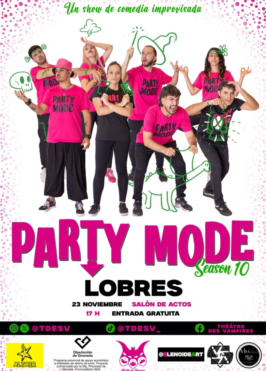 El espectculo de comedia improvisada 'De Improvisto Party Mode' se celebrar en Lobres este sbado de la mano de 'Thtre des Vampires' 