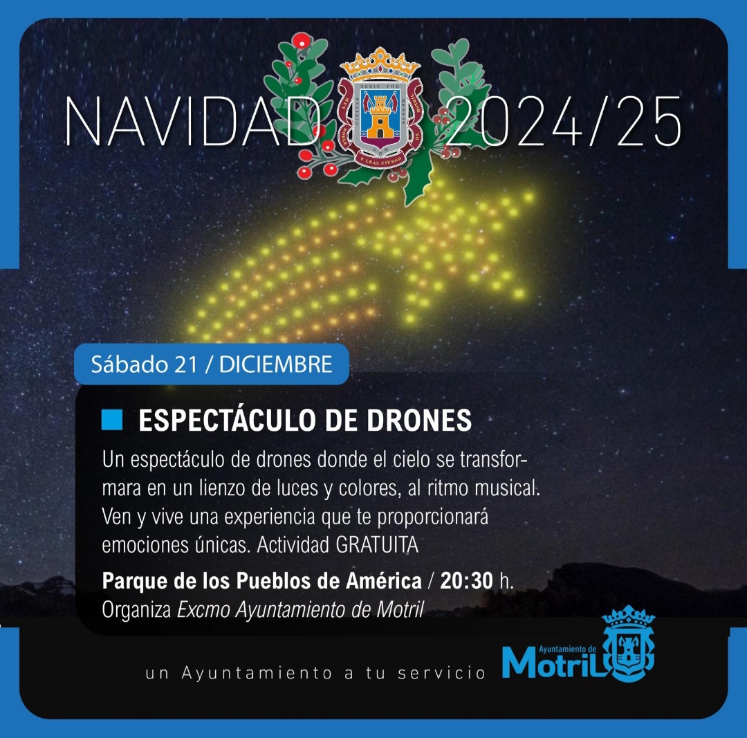 El firmamento de Motril se iluminará este sábado con el innovador Drone Light Show