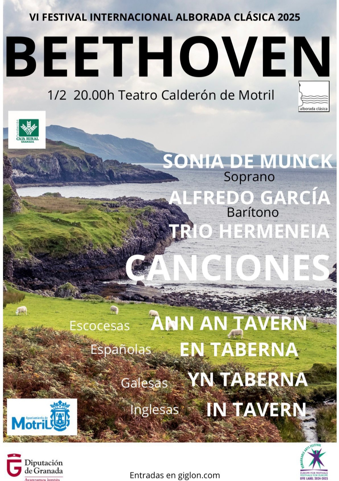 La soprano Sonia de Munck, el barítono Alfredo García y el Trío Hermeneia llevarán las canciones populares de Beethoven al Teatro Calderón de Motril