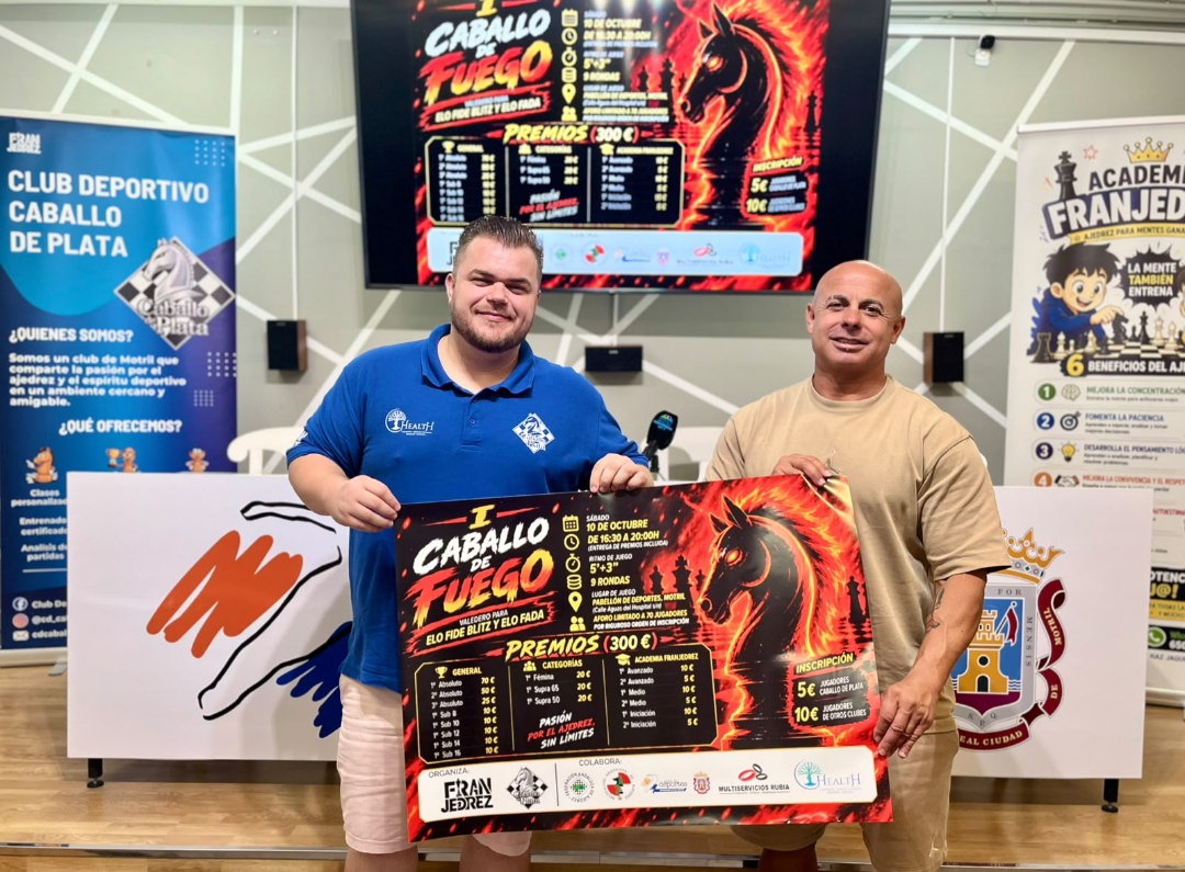 El I Torneo Caballo de Fuego de ajedrez traerá de nuevo a Motril una competición puntuable para ELO FIDE Blitz y ELO FADA el próximo 10 de octubre