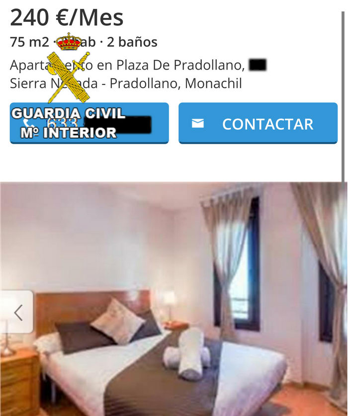 La Guardia Civil detiene a un individuo que estafaba con falsas ofertas para alquilar  apartamentos en Sierra Nevada