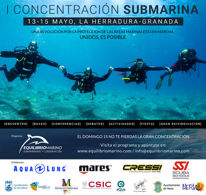 Buceadores de toda España se unen para reivindicar el Equilibrio Marino en el Paraje Maro-Cerro Gordo.