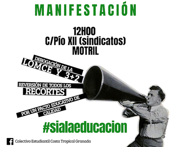 Organizaciones, colectivos y plataformas de la educación de Motril apoyan la Huelga General de la Enseñanza el 9 de marzo