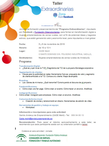 El CADE Motril celebra unos talleres de formación presencial dirigidos a mujeres emprendedoras de zonas rurales de Andalucía