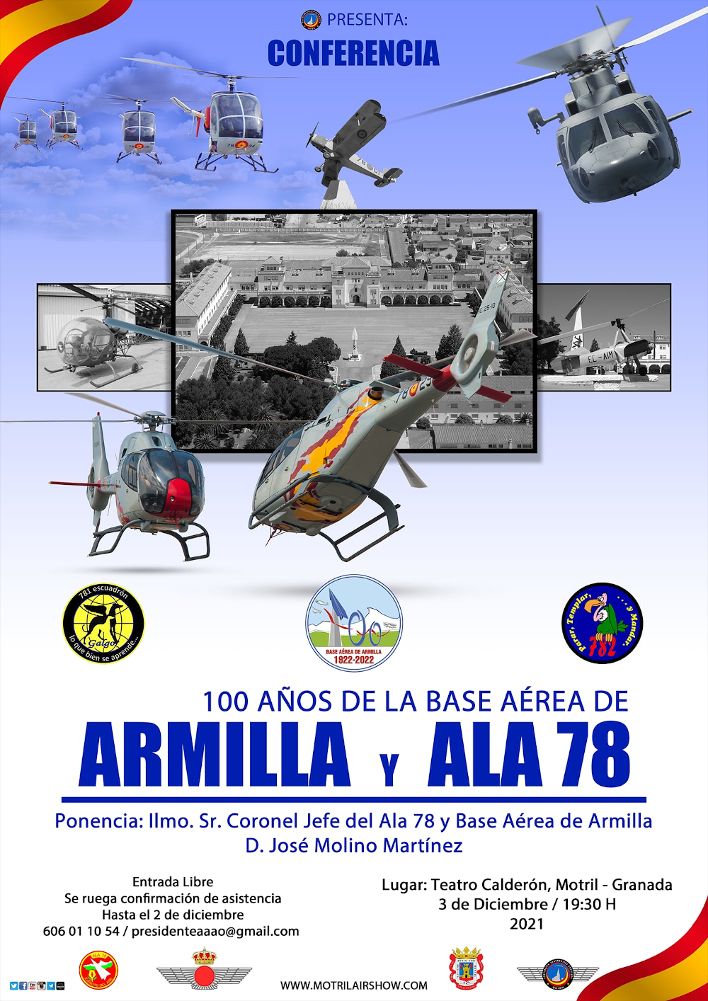 Motril homenajea el centenario de la Base Aérea de Armilla y ALA 78 con una importante conferencia histórica