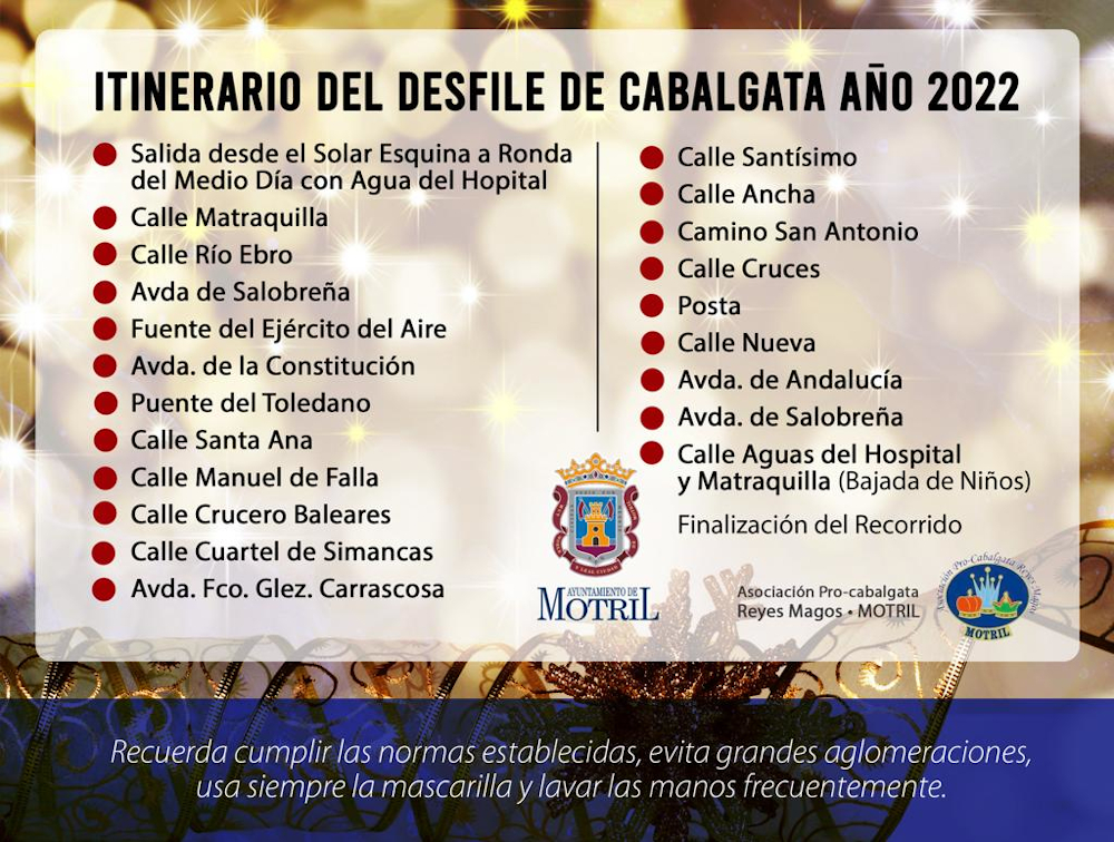 La Cabalgata de Reyes Magos de Motril se mantiene por avenidas más amplias para evitar aglomeraciones y sin desembarco en el puerto
