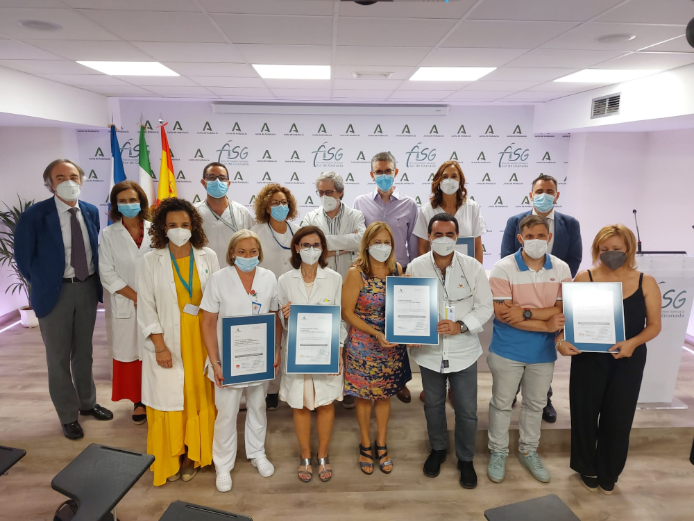 Cinco unidades del Área de Gestión Sanitaria Sur de Granada reciben la certificación de calidad de sus servicios