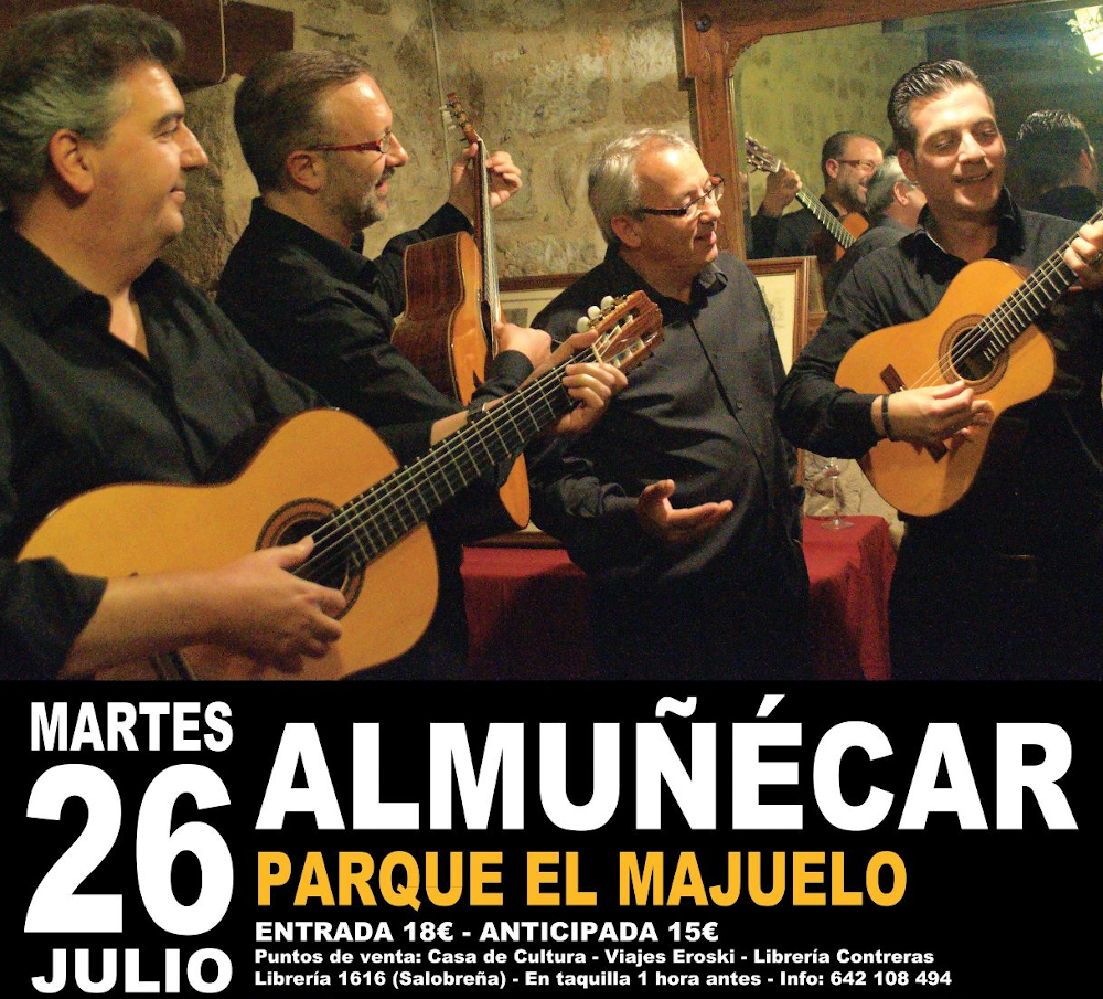 El cuarteto Amaranto ofrece este martes una noche de boleros en el parque El Majuelo de Almuñécar
