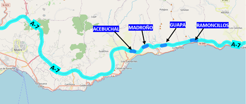 Licitadas por 17,2 millones de euros las obras de modernización de cuatro túneles de la autovía A-7, en Granada